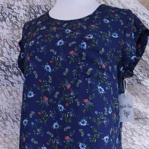 Navy Floral Top